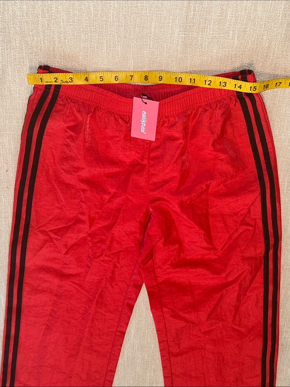 Edikted Red Sweatpants with Black Side Stripes - Picture 4 of 6